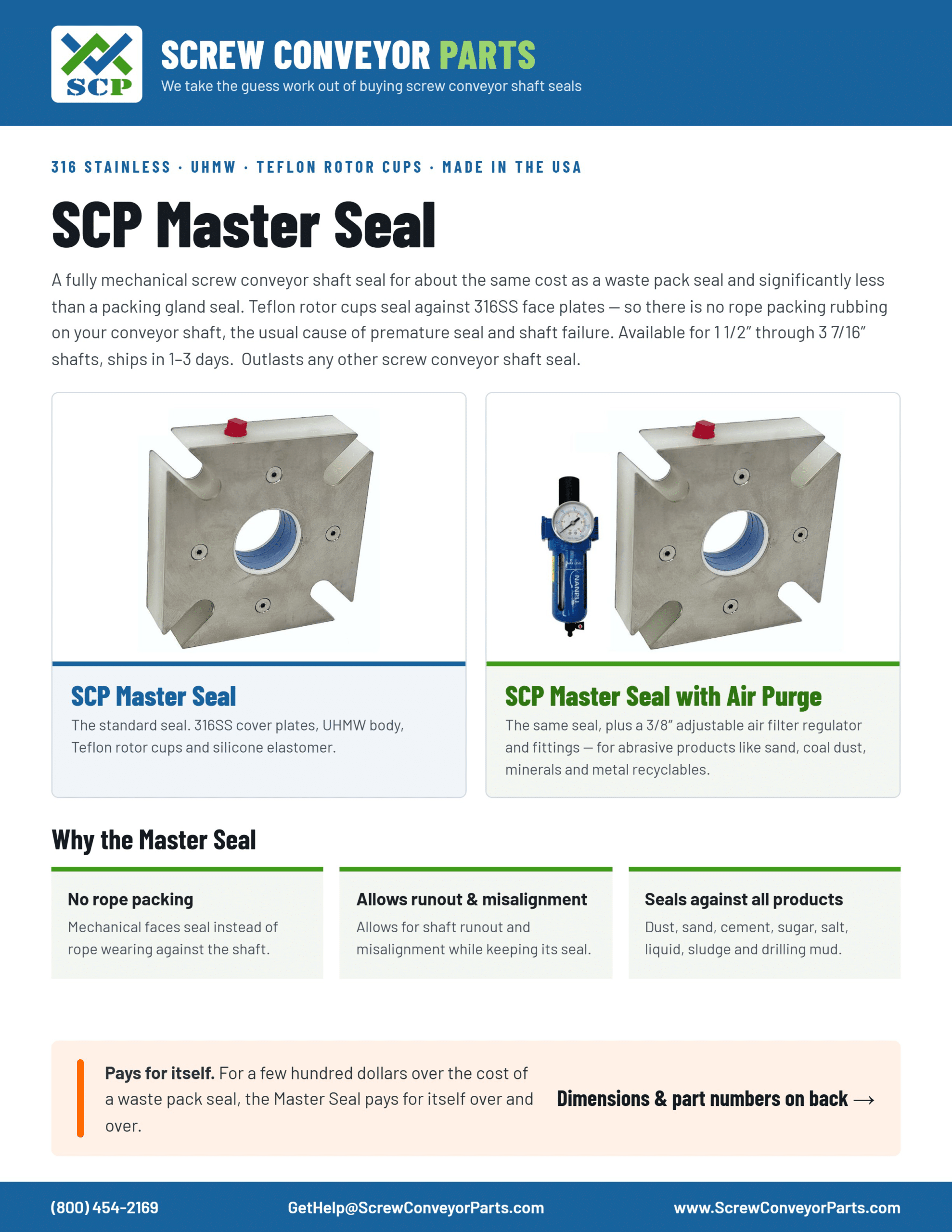 Scp Master Seal Image - Screw Conveyor Parts